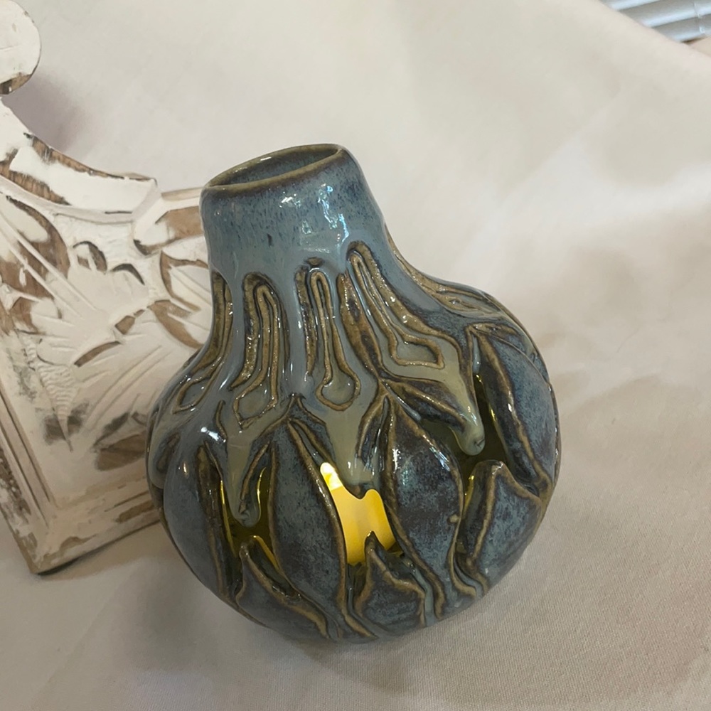 Blue Art Vase - Butterfly Design - Hobby Artist